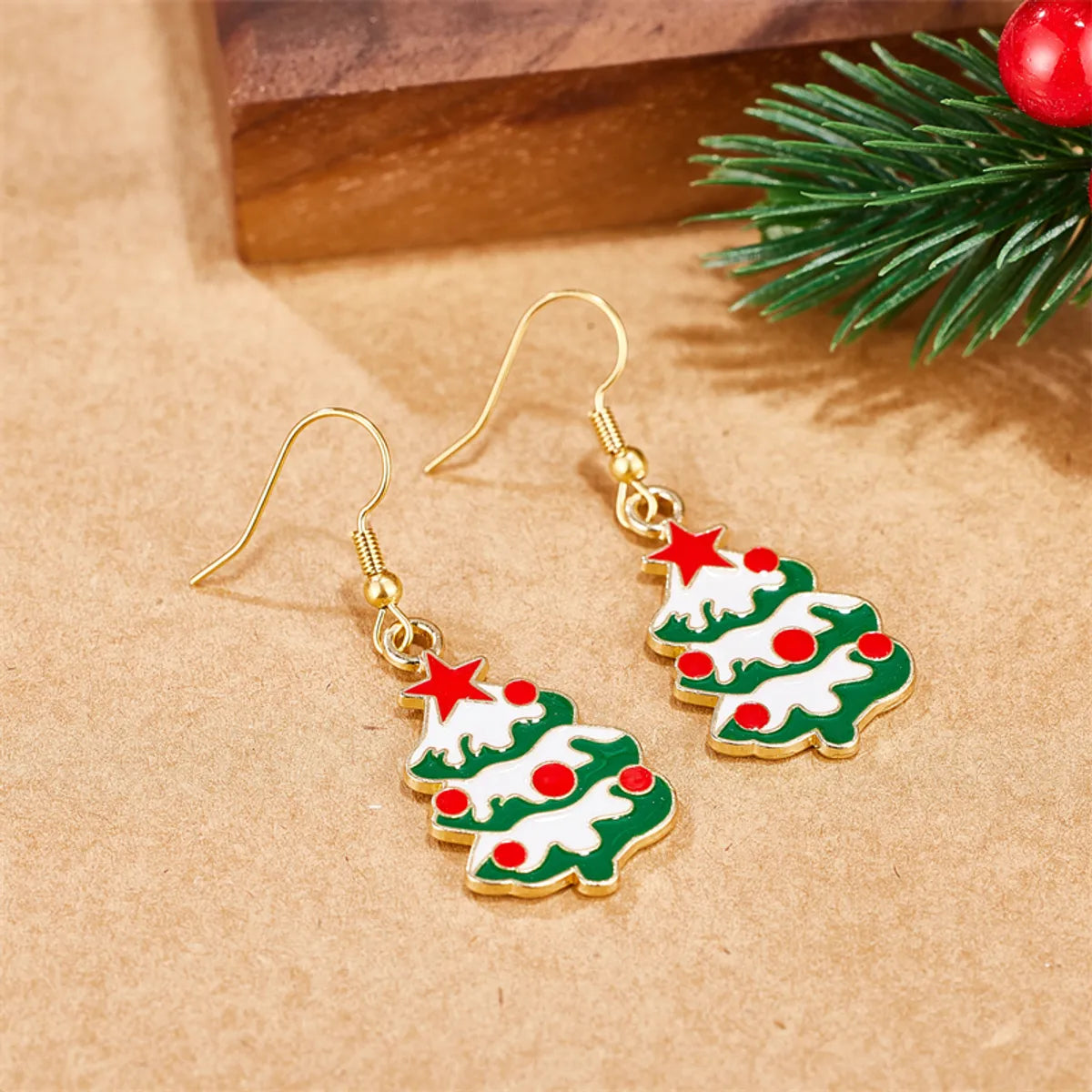 1 Pair Casual Elegant Streetwear Christmas Tree 304 Stainless Steel 18K Gold Plated Drop Earrings