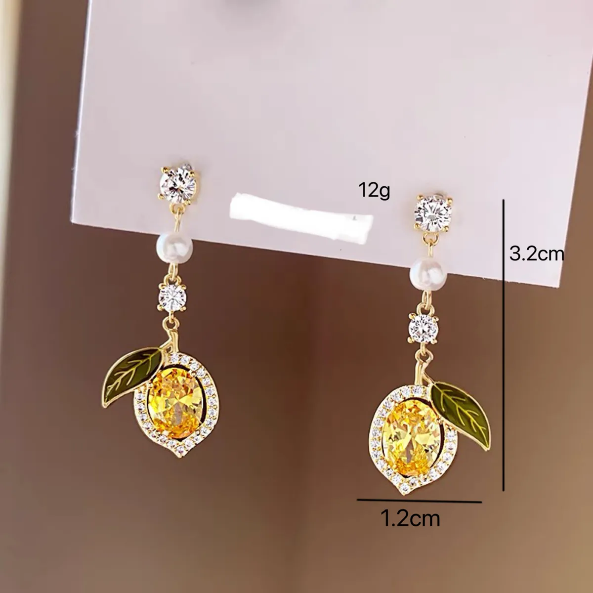 1 Pair Casual Elegant Sweet Fruit Pearl Inlay Alloy Rhinestones Drop Earrings