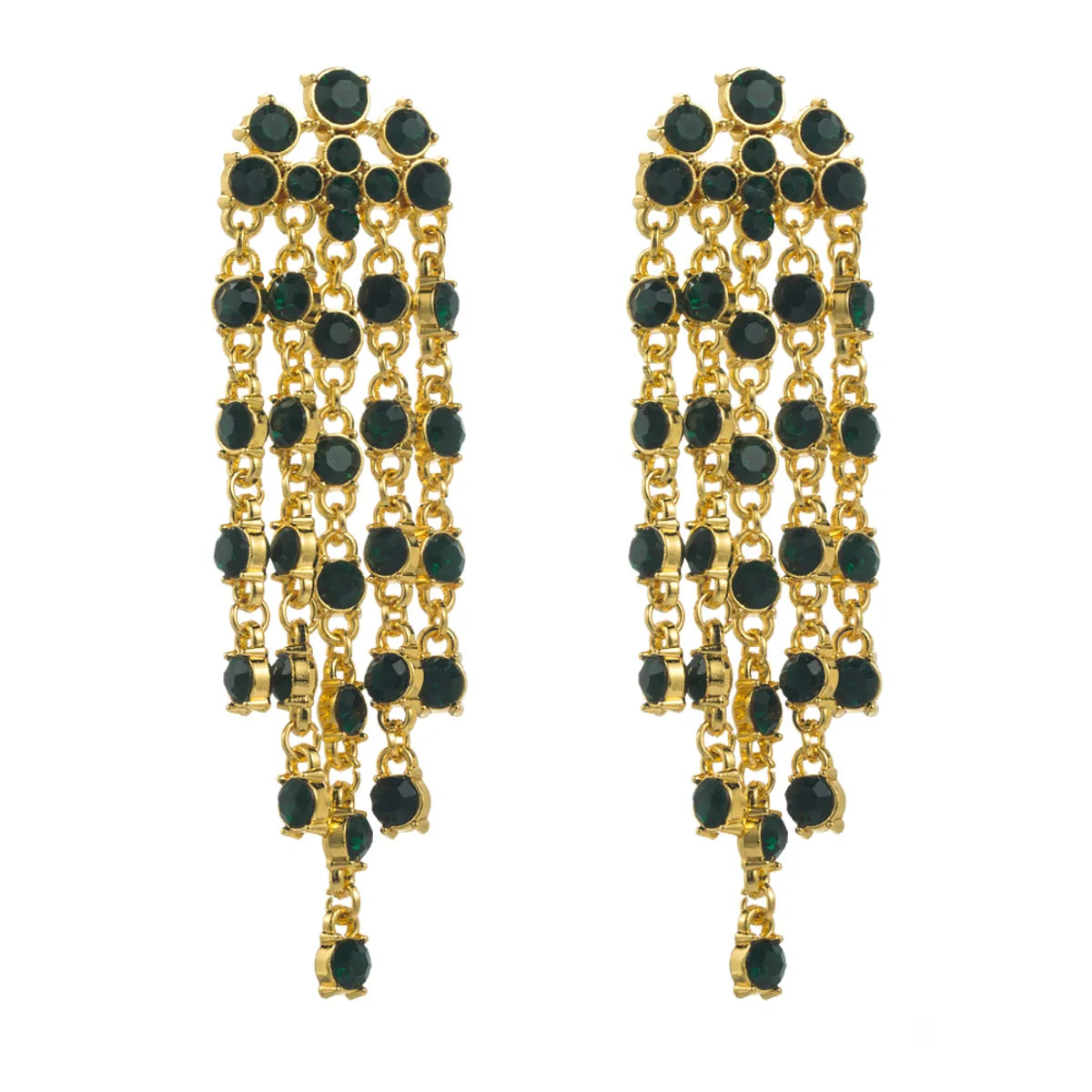 1 Pair Casual Elegant Tassel Inlay Zinc Alloy Artificial Diamond Gold Plated Drop Earrings