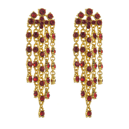 1 Pair Casual Elegant Tassel Inlay Zinc Alloy Artificial Diamond Gold Plated Drop Earrings