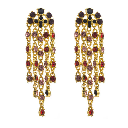 1 Pair Casual Elegant Tassel Inlay Zinc Alloy Artificial Diamond Gold Plated Drop Earrings