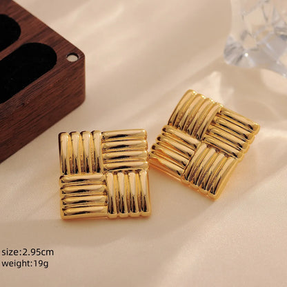 1 Pair Casual Elegant Tropical Solid Color Plating Copper 18K Gold Plated Ear Studs