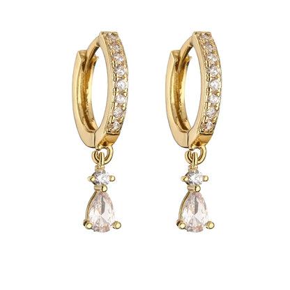 1 Pair Casual Elegant Vacation Water Droplets Plating Inlay Copper Zircon 18k Gold Plated Drop Earrings