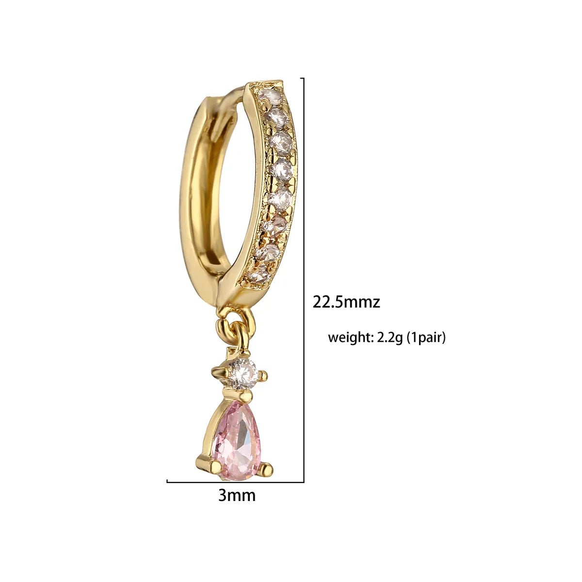 1 Pair Casual Elegant Vacation Water Droplets Plating Inlay Copper Zircon 18k Gold Plated Drop Earrings