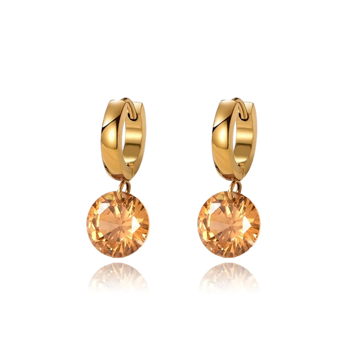 1 Pair Casual Elegant Water Droplets Plating Inlay Stainless Steel Zircon Gold Plated Drop Earrings