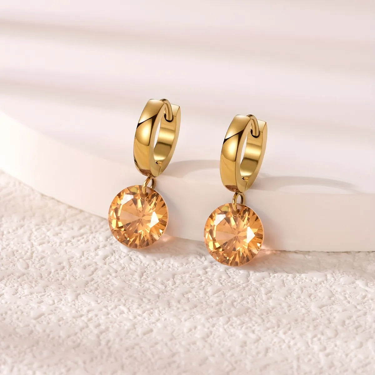 1 Pair Casual Elegant Water Droplets Plating Inlay Stainless Steel Zircon Gold Plated Drop Earrings