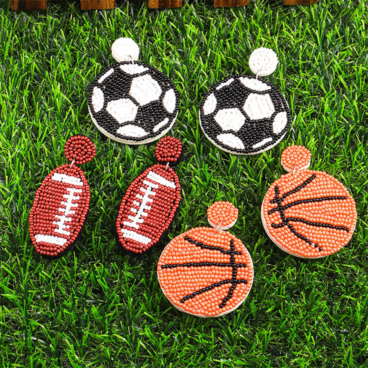 1 Pair Casual Embroidery Sports Basketball Football Plastic Cloth Drop Earrings