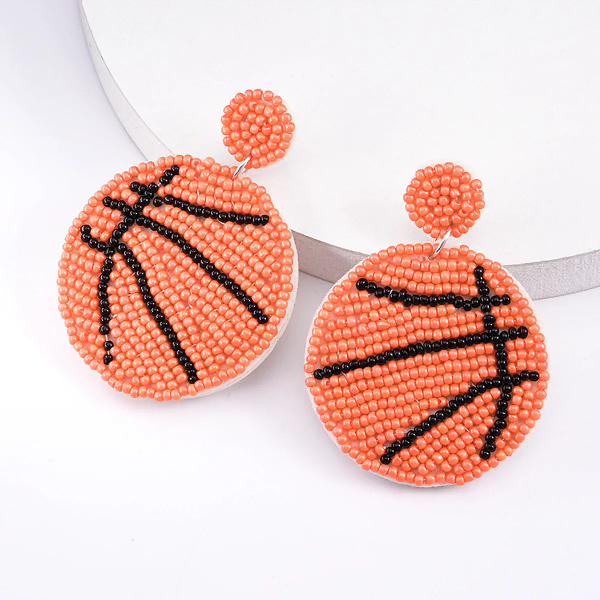 1 Pair Casual Embroidery Sports Basketball Football Plastic Cloth Drop Earrings