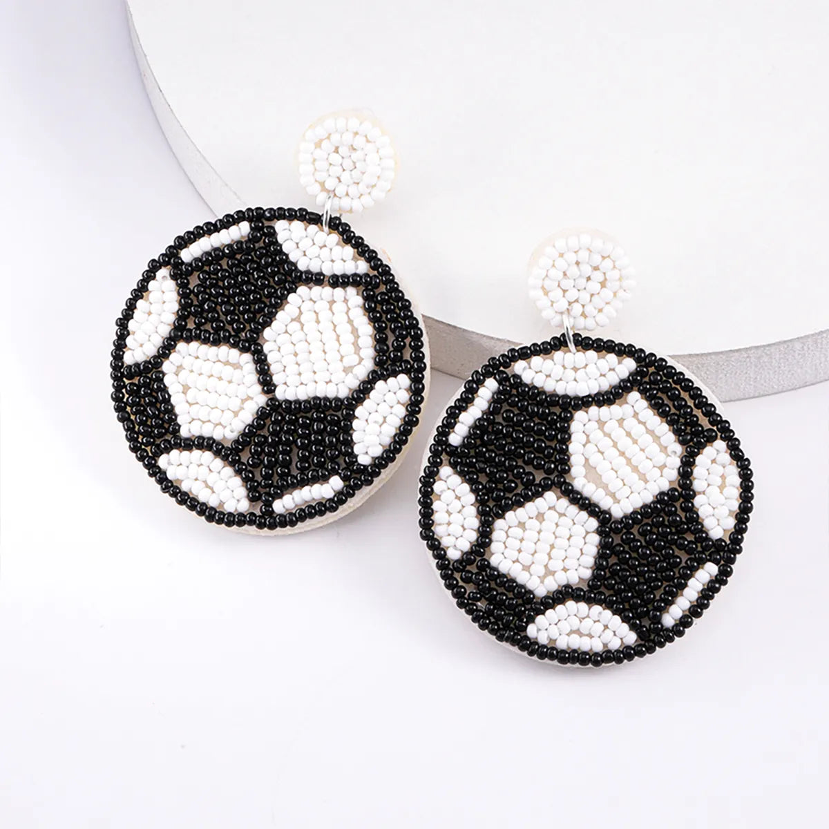 1 Pair Casual Embroidery Sports Basketball Football Plastic Cloth Drop Earrings