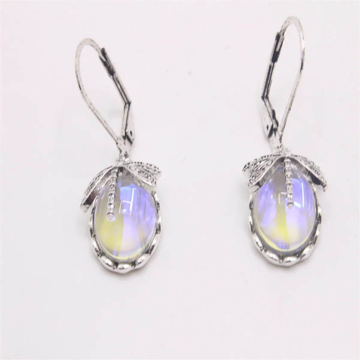 1 Pair Casual Ethnic Style Oval Dragonfly Plating Inlay Alloy Crystal Drop Earrings