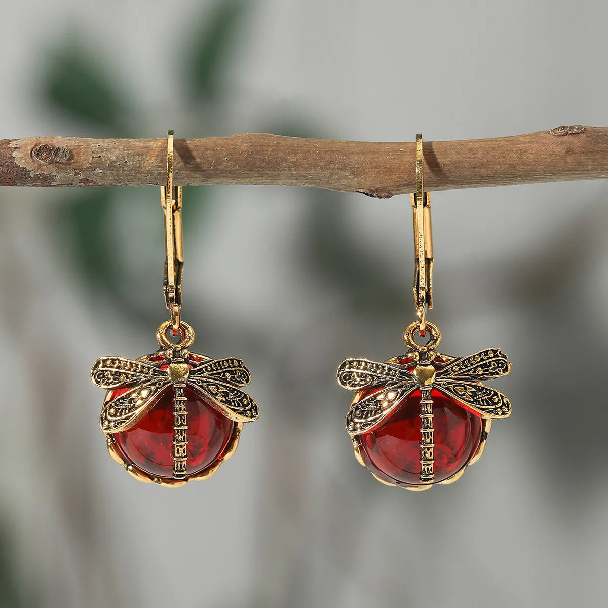 1 Pair Casual Ethnic Style Oval Dragonfly Plating Inlay Alloy Crystal Drop Earrings