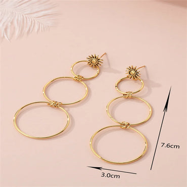 1 Pair Casual Ethnic Style Oversized Circle Alloy Drop Earrings