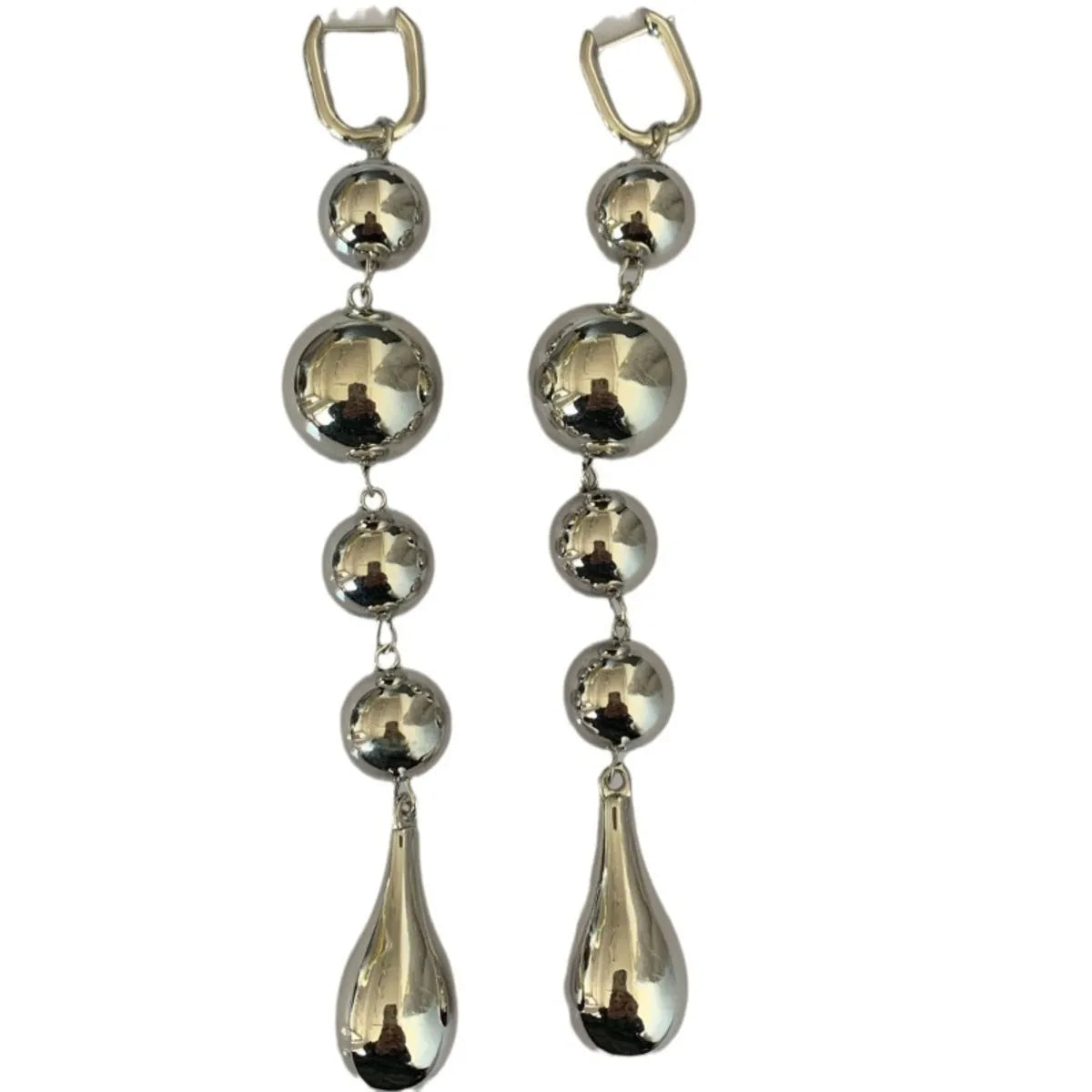 1 Pair Casual Exaggerated Commute Solid Color Tassel Alloy Brass Silver Plated Drop Earrings