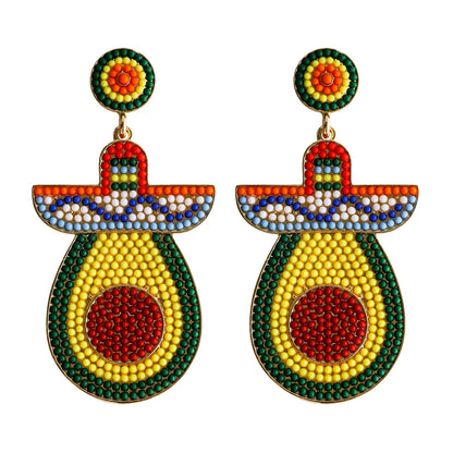 1 Pair Casual Exaggerated Ethnic Style Cactus Inlay Alloy Resin Drop Earrings