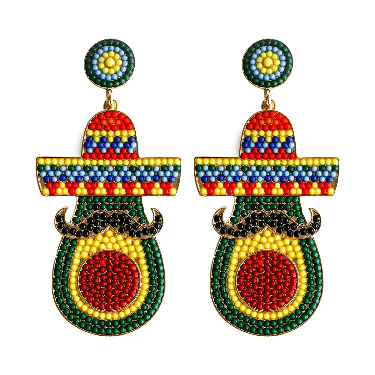 1 Pair Casual Exaggerated Ethnic Style Cactus Inlay Alloy Resin Drop Earrings