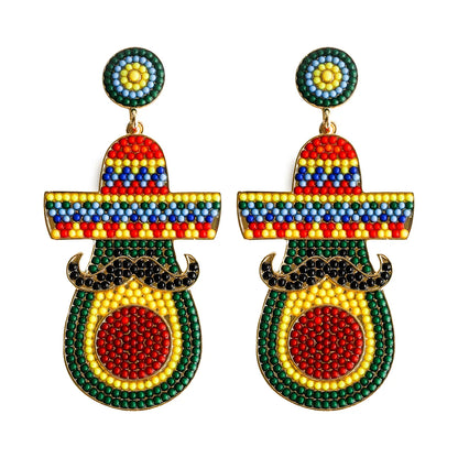 1 Pair Casual Exaggerated Ethnic Style Cactus Inlay Alloy Resin Drop Earrings