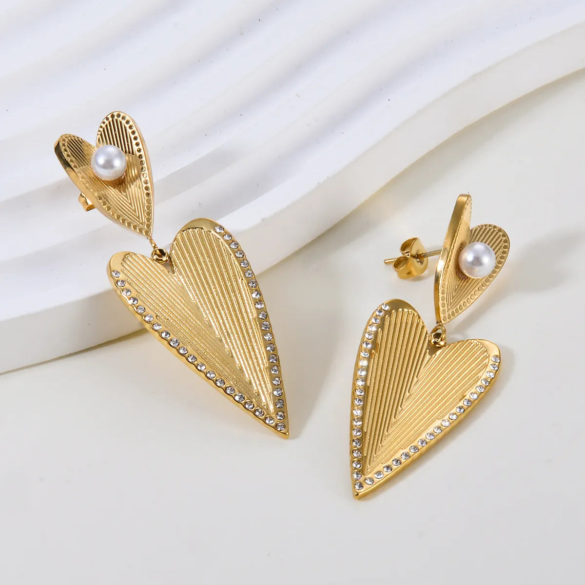 1 Pair Casual Exaggerated Heart Shape Plating Stainless Steel Drop Earrings