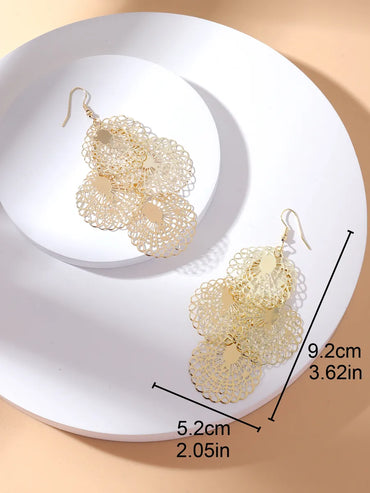 1 Pair Casual Exaggerated Leaf Circle Alloy Drop Earrings