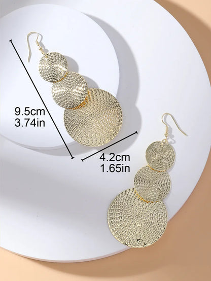 1 Pair Casual Exaggerated Leaf Circle Alloy Drop Earrings