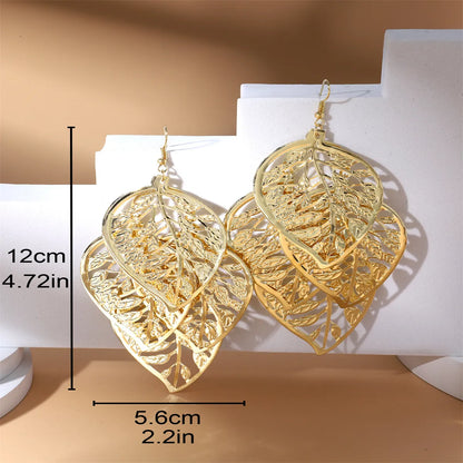 1 Pair Casual Exaggerated Leaf Circle Alloy Drop Earrings