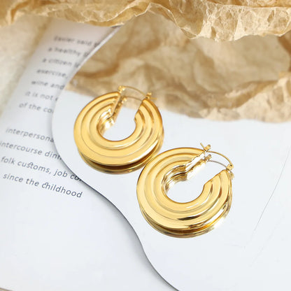 1 Pair Casual Exaggerated Round Plating Titanium Steel 18k Gold Plated Earrings