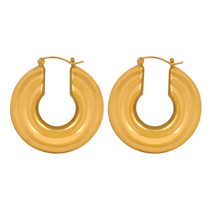 1 Pair Casual Exaggerated Round Plating Titanium Steel 18k Gold Plated Earrings