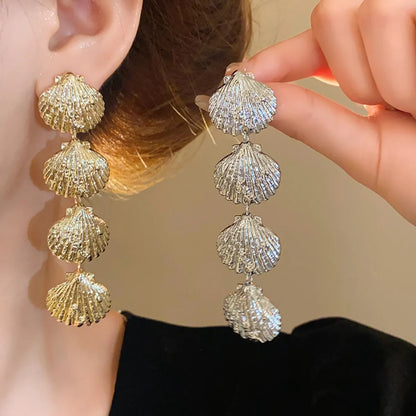 1 Pair Casual Exaggerated Shell Alloy Drop Earrings