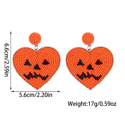 1 Pair Casual Exaggerated Streetwear Pumpkin Bat Beaded Glass Seed Bead Dangling Earrings