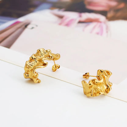 1 Pair Casual Exaggerated Vacation C Shape Irregular 304 Stainless Steel 18K Gold Plated Ear Studs