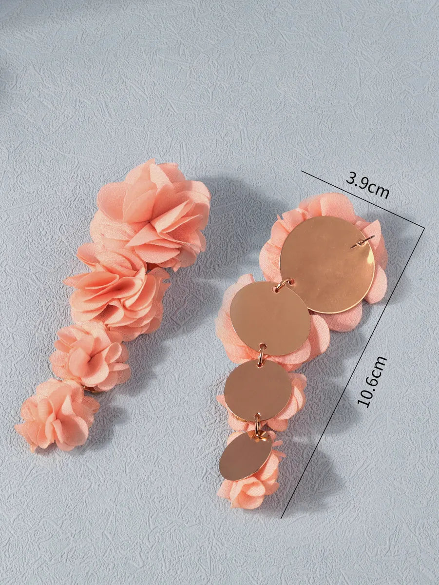 1 Pair Casual Flower Cloth Drop Earrings