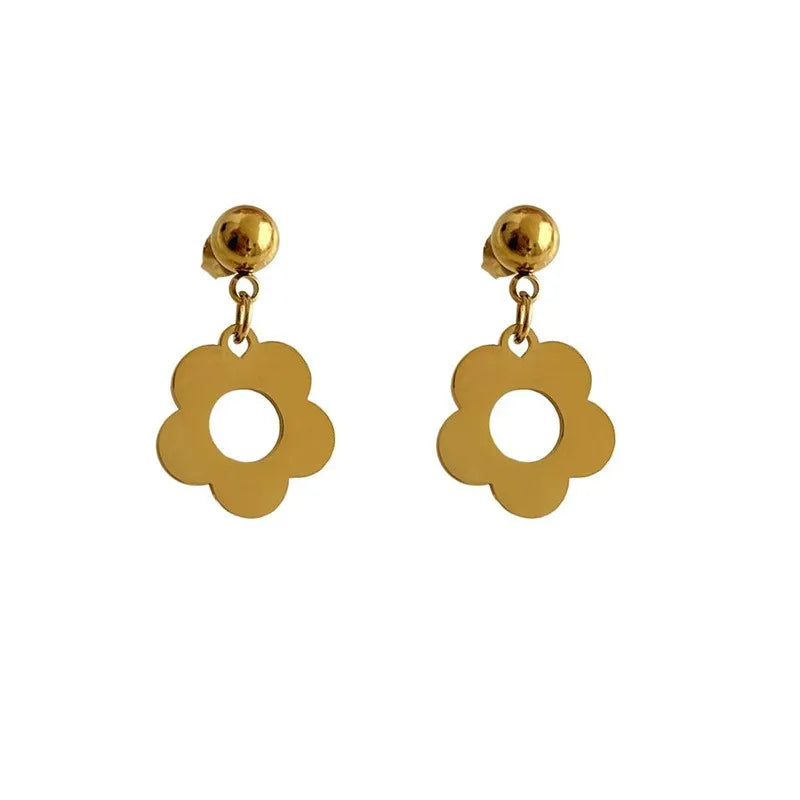 1 Pair Casual Flower Flowers 304 Stainless Steel 16K Gold Plated White Gold Plated Gold Plated Drop Earrings