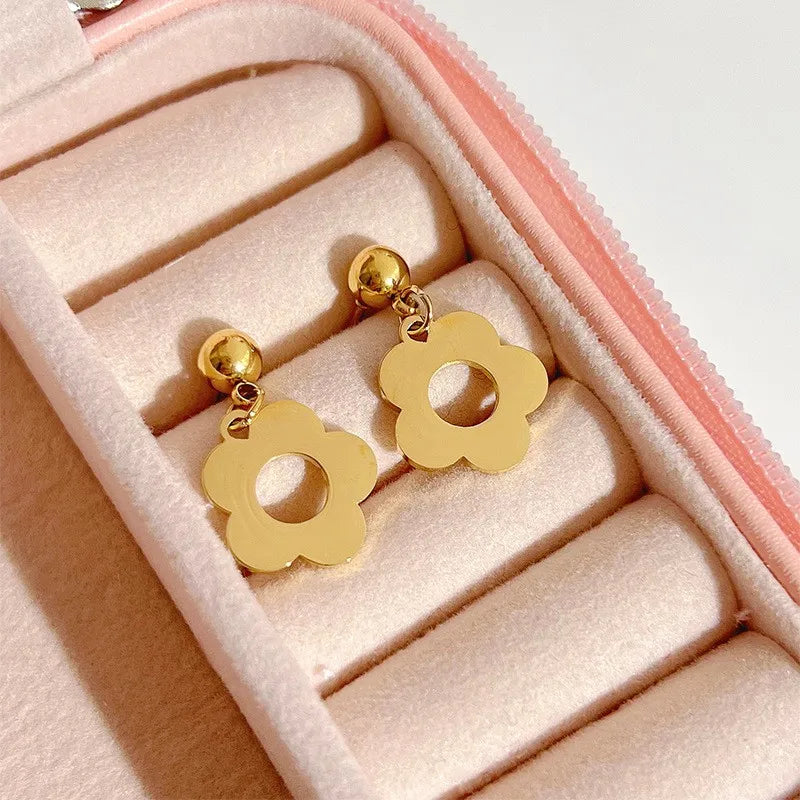 1 Pair Casual Flower Flowers 304 Stainless Steel 16K Gold Plated White Gold Plated Gold Plated Drop Earrings