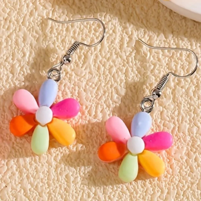 1 Pair Casual Flower Mushroom Resin Drop Earrings