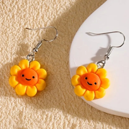 1 Pair Casual Flower Mushroom Resin Drop Earrings