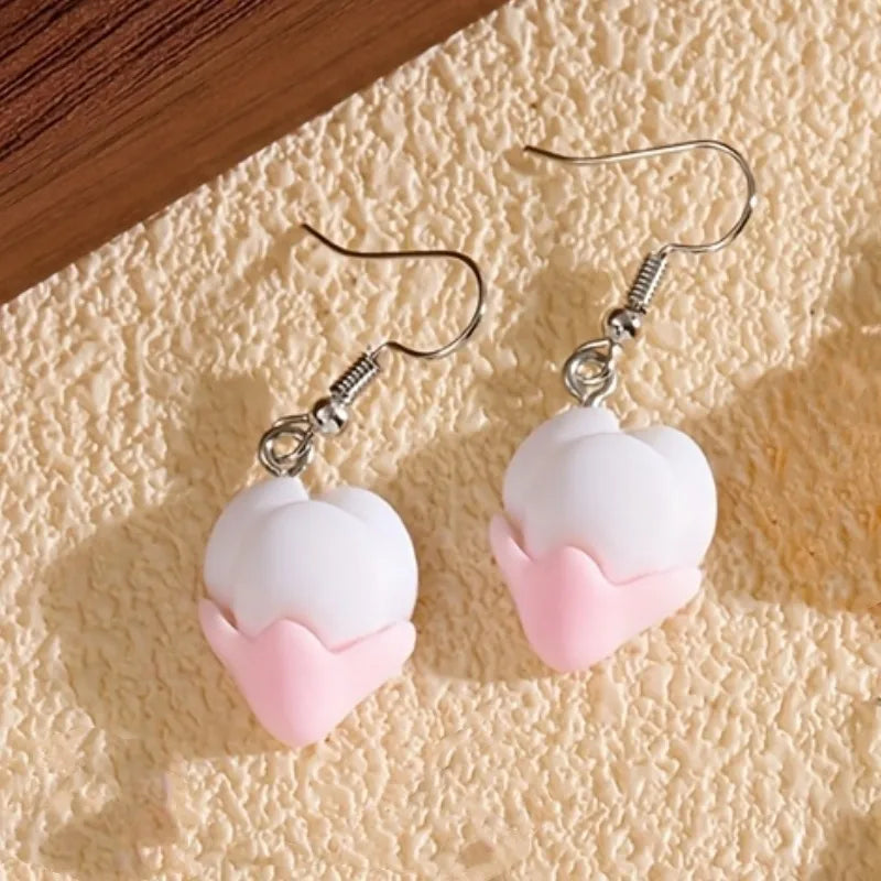 1 Pair Casual Flower Mushroom Resin Drop Earrings