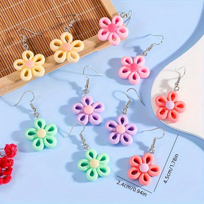 1 Pair Casual Flower Resin Drop Earrings