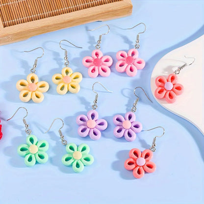 1 Pair Casual Flower Resin Drop Earrings