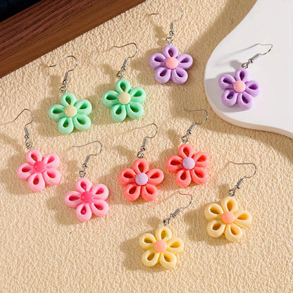 1 Pair Casual Flower Resin Drop Earrings