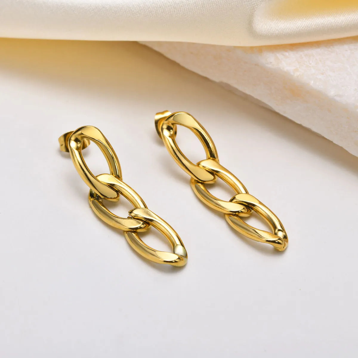 1 Pair Casual French Style Classic Style Geometric Plating Stainless Steel 18k Gold Plated Drop Earrings