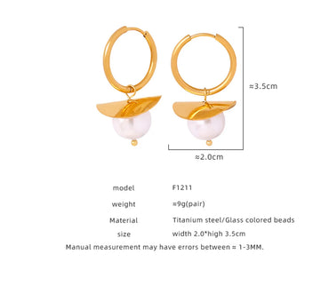 1 Pair Casual French Style Color Block Plating Glass Titanium Steel 18k Gold Plated Earrings