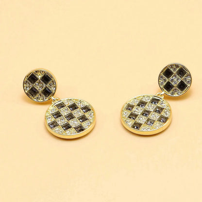 1 Pair Casual French Style Geometric Inlay Alloy Rhinestones Gold Plated Drop Earrings