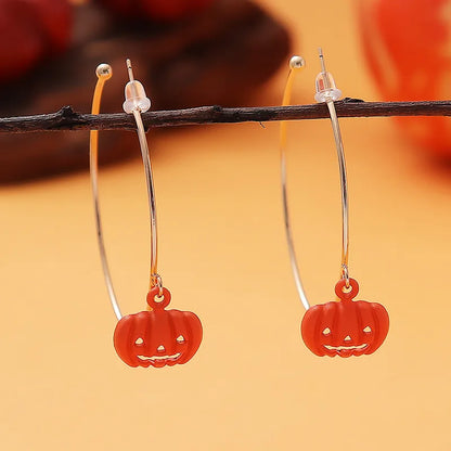 1 Pair Casual Funny Pumpkin Bat Enamel Alloy Hoop Earrings