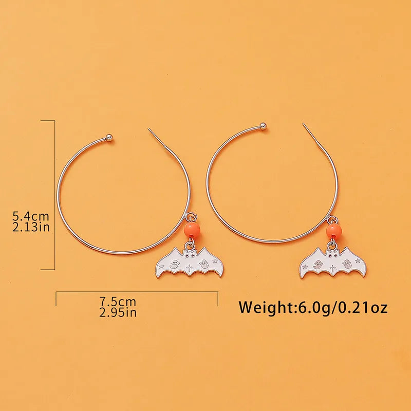 1 Pair Casual Funny Pumpkin Bat Enamel Alloy Hoop Earrings