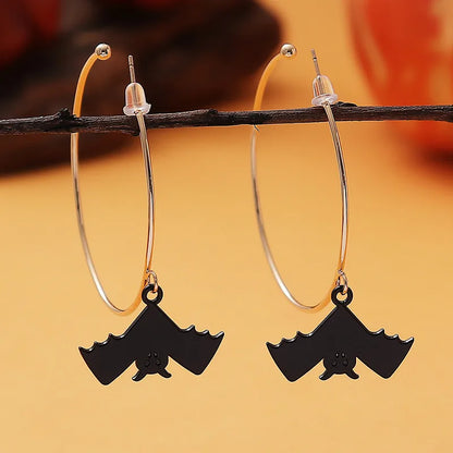 1 Pair Casual Funny Pumpkin Bat Enamel Alloy Hoop Earrings