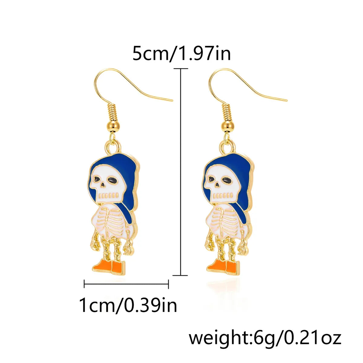 1 Pair Casual Funny Pumpkin Cat Skull Asymmetrical Enamel Alloy Drop Earrings