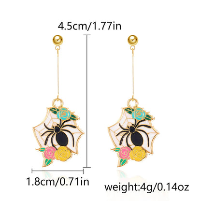 1 Pair Casual Funny Pumpkin Cat Skull Asymmetrical Enamel Alloy Drop Earrings