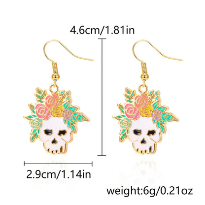 1 Pair Casual Funny Pumpkin Cat Skull Asymmetrical Enamel Alloy Drop Earrings