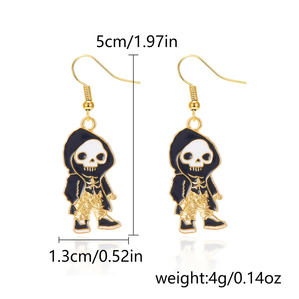 1 Pair Casual Funny Pumpkin Cat Skull Asymmetrical Enamel Alloy Drop Earrings