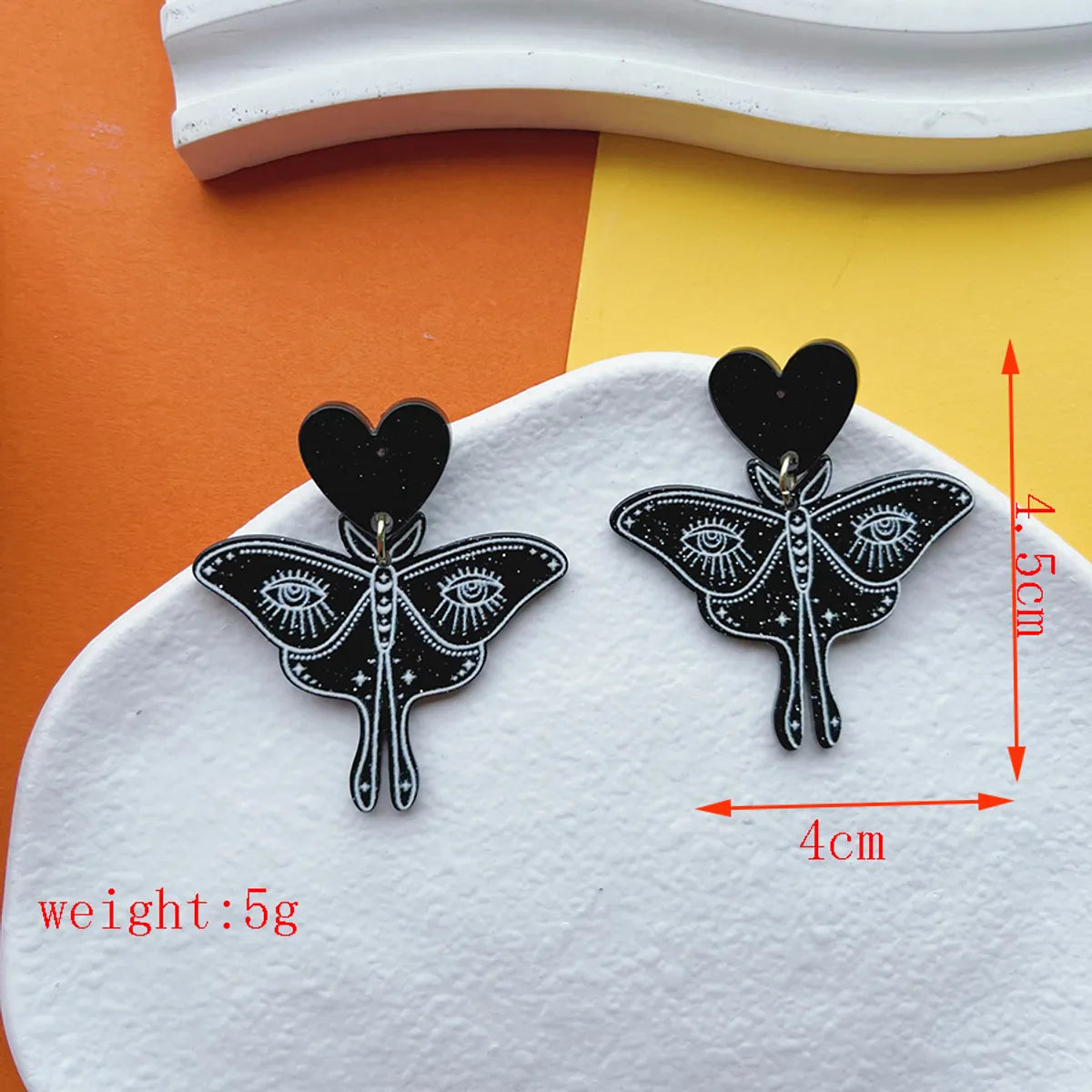 1 Pair Casual Funny Shiny Pumpkin Butterfly Skull Asymmetrical Printing Arylic Drop Earrings