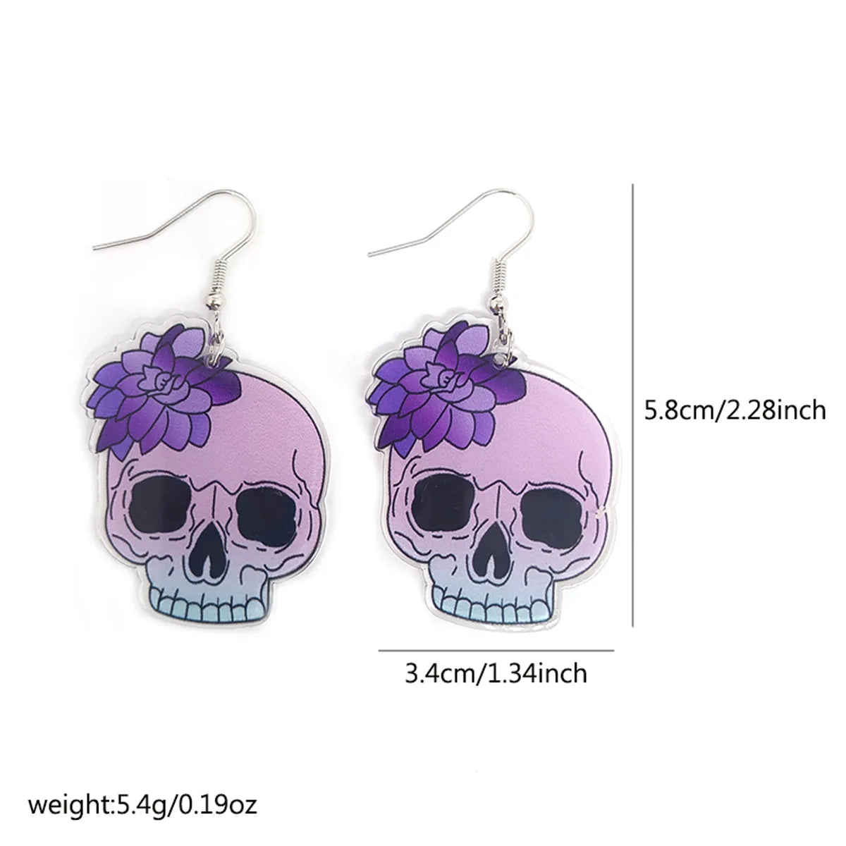 1 Pair Casual Funny Skull Arylic Alloy